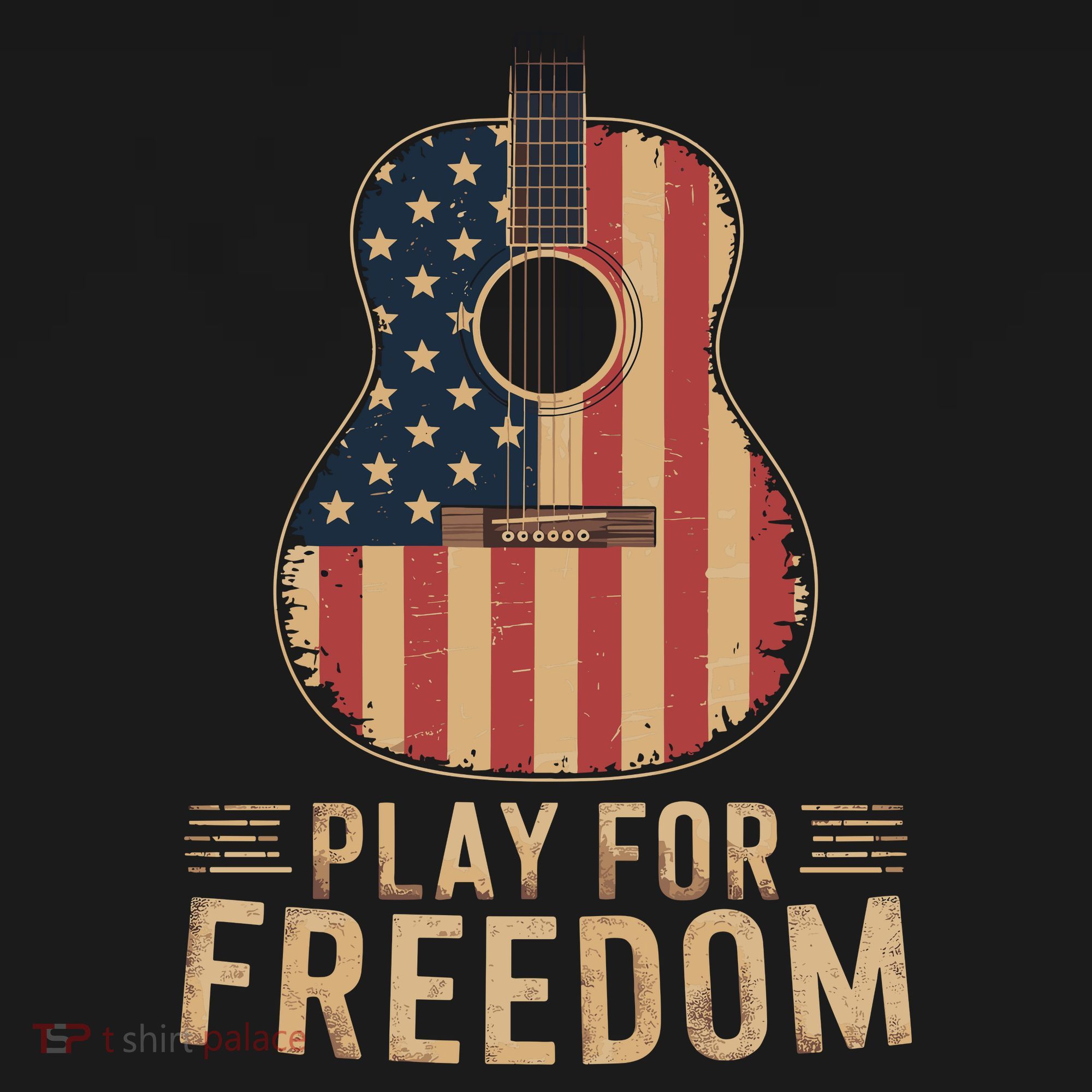 American Flag Acoustic Guitar Play For Freedom Ornament