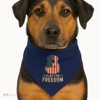 American Flag Acoustic Guitar Play For Freedom USA-Made Doggie Bandana thumb 1