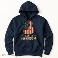 American Flag Acoustic Guitar Play For Freedom Hoodie thumb 0
