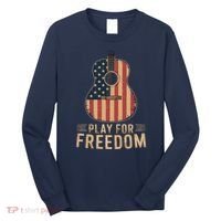 American Flag Acoustic Guitar Play For Freedom Long Sleeve Shirt thumb 0