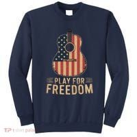 American Flag Acoustic Guitar Play For Freedom Sweatshirt thumb 0