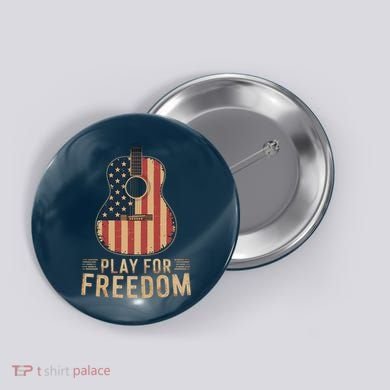 American Flag Acoustic Guitar Play For Freedom Button
