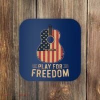 American Flag Acoustic Guitar Play For Freedom Coaster thumb 0