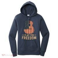 American Flag Acoustic Guitar Play For Freedom Women's Hoodie thumb 0