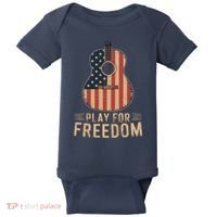American Flag Acoustic Guitar Play For Freedom Baby Bodysuit thumb 0