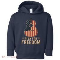 American Flag Acoustic Guitar Play For Freedom Toddler Hoodie thumb 0