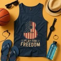 American Flag Acoustic Guitar Play For Freedom Tank Top thumb 4