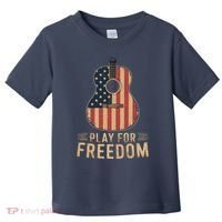 American Flag Acoustic Guitar Play For Freedom Toddler T-Shirt thumb 0