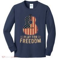 American Flag Acoustic Guitar Play For Freedom Kids Long Sleeve Shirt thumb 0
