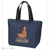 American Flag Acoustic Guitar Play For Freedom Tote Bag thumb 3