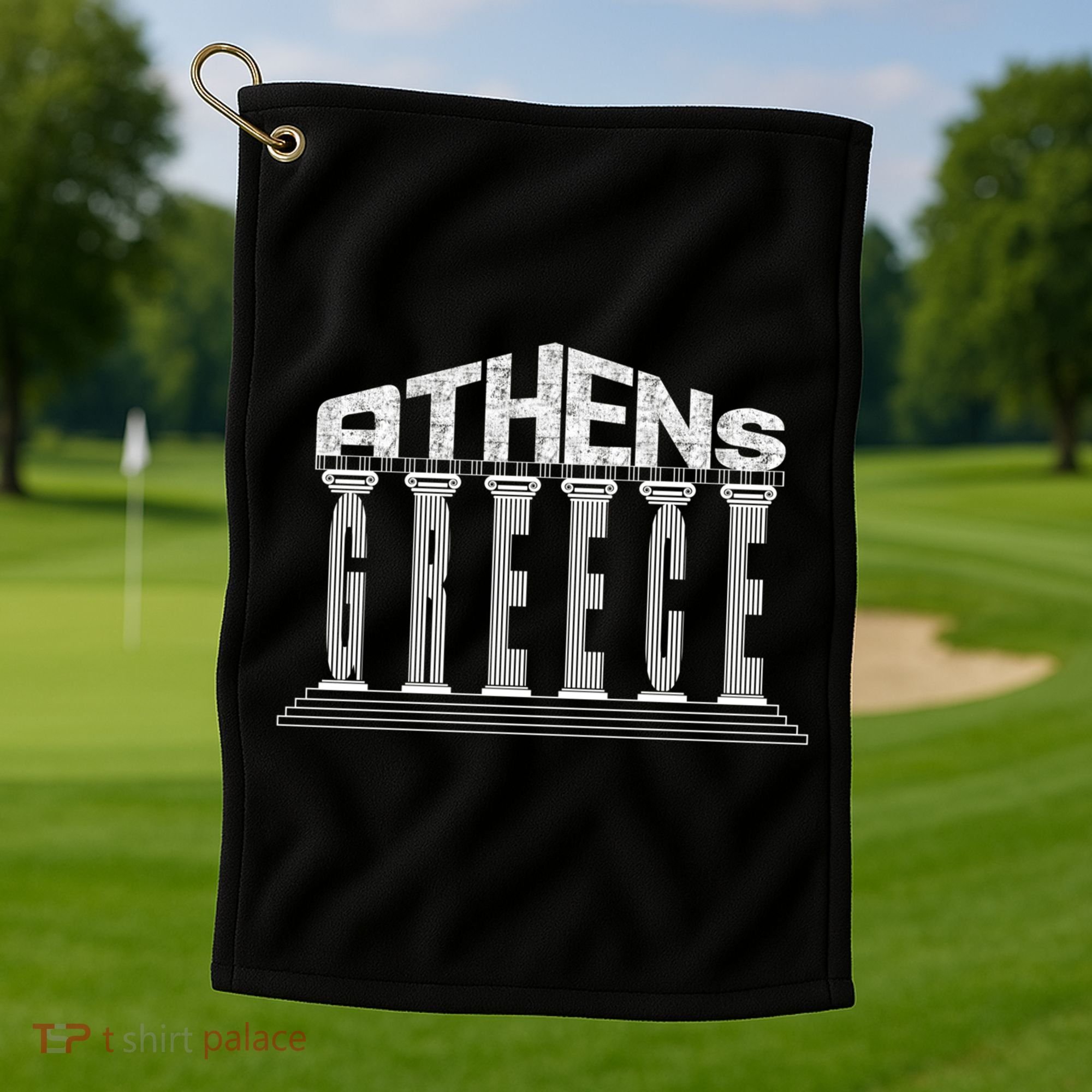 Athens Funny Acropolis Greece Typography Traveler Souvenir Cool Gift Golf Towel