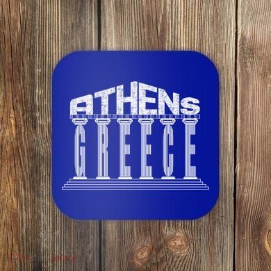 Athens Funny Acropolis Greece Typography Traveler Souvenir Cool Gift Coaster