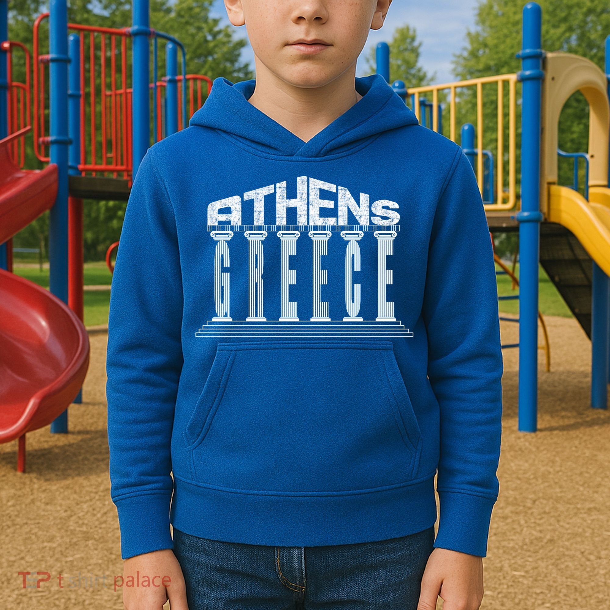 Athens Funny Acropolis Greece Typography Traveler Souvenir Cool Gift Kids Hoodie
