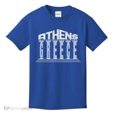 Athens Funny Acropolis Greece Typography Traveler Souvenir Cool Gift Kids T-Shirt