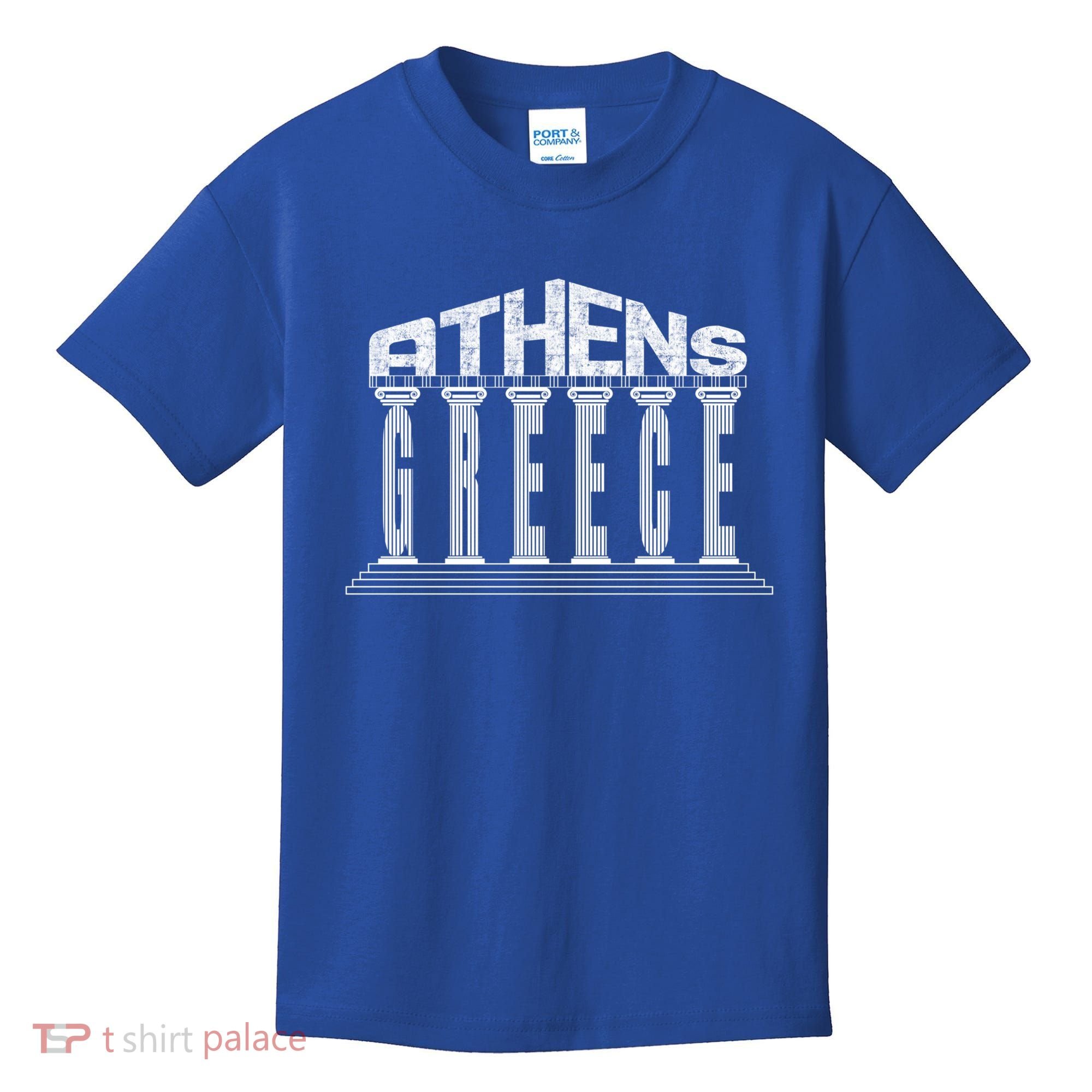 Athens Funny Acropolis Greece Typography Traveler Souvenir Cool Gift Kids T-Shirt