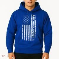 American Flag Archaeologist Funny Archaeology Gift Hoodie thumb 2