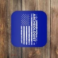 American Flag Archaeologist Funny Archaeology Gift Coaster thumb 0