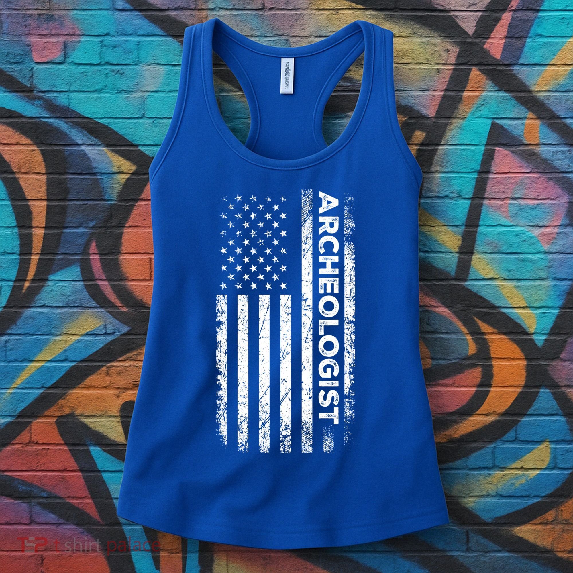 American Flag Archaeologist Funny Archaeology Gift Women's Tank Top