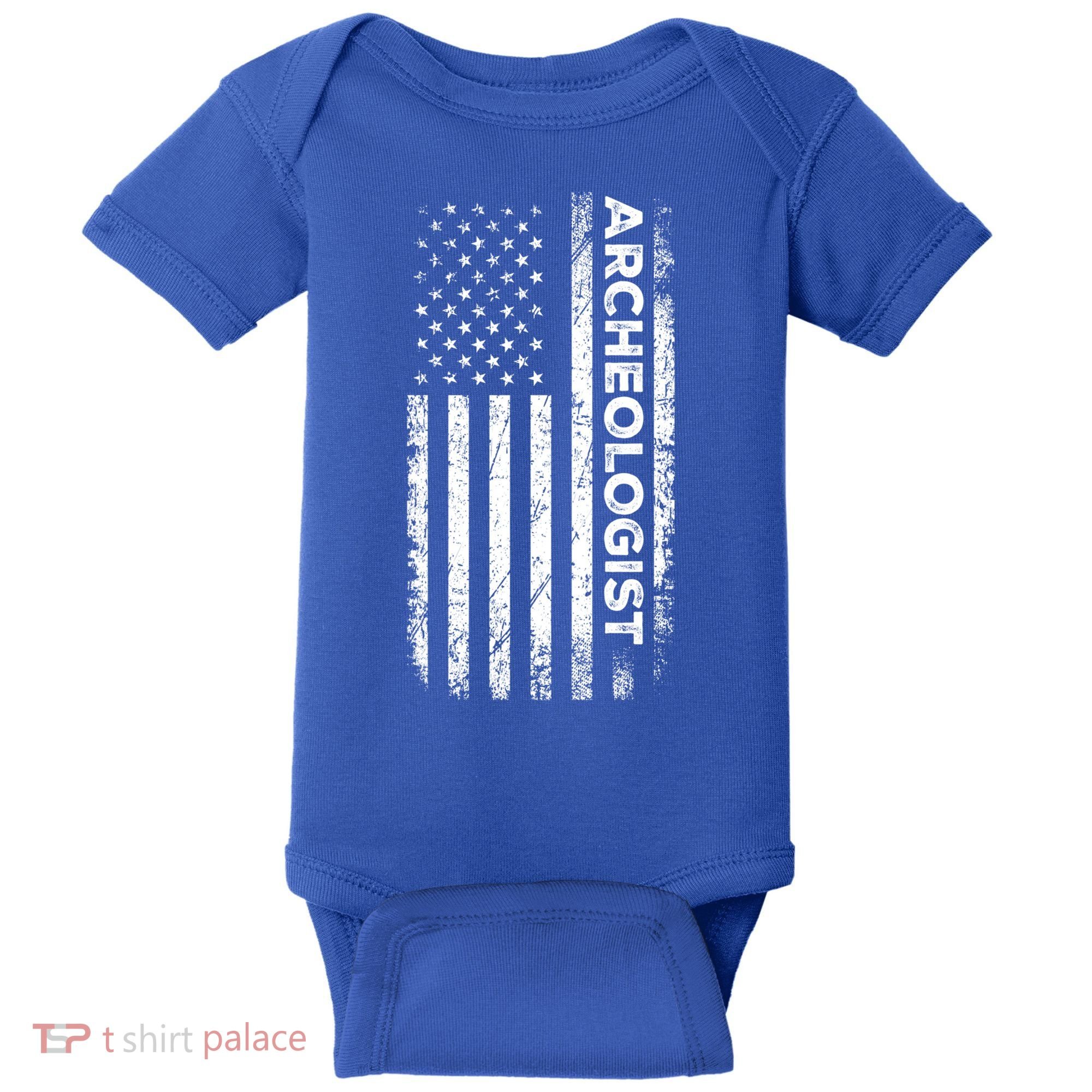American Flag Archaeologist Funny Archaeology Gift Baby Bodysuit
