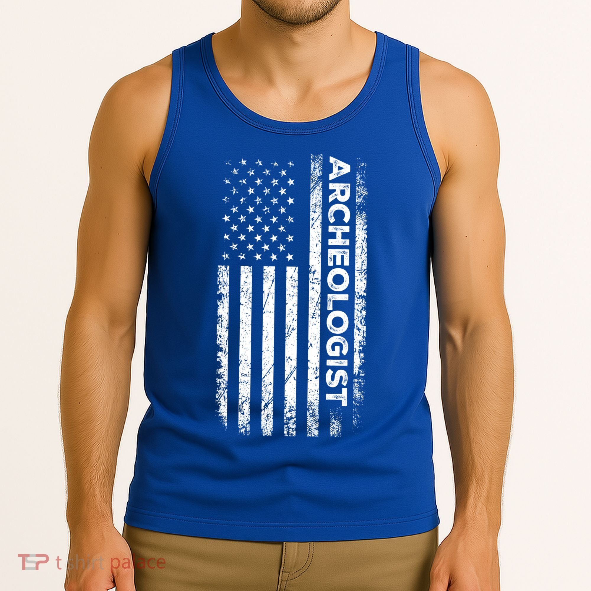 American Flag Archaeologist Funny Archaeology Gift Tank Top