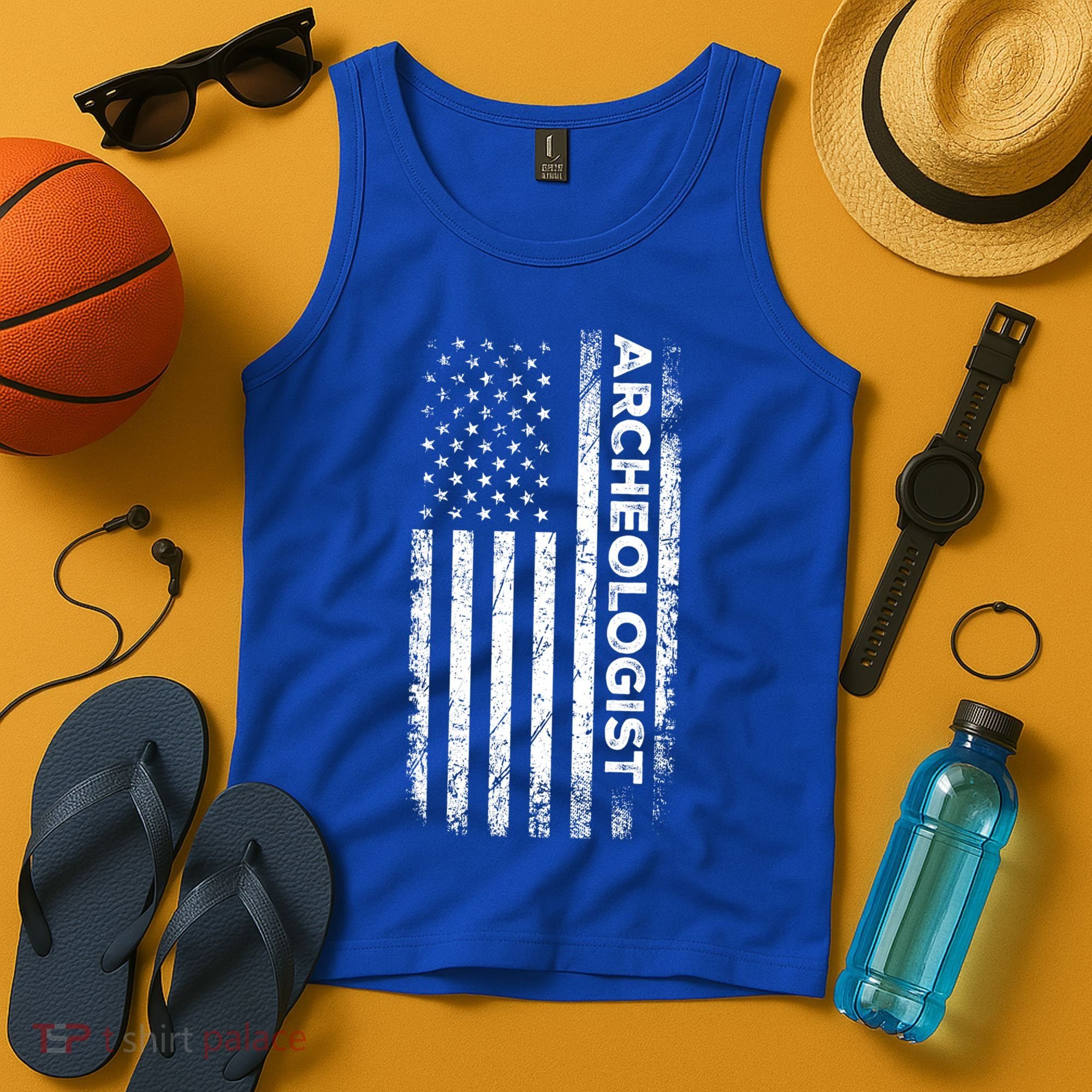 American Flag Archaeologist Funny Archaeology Gift Tank Top