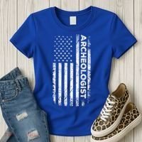American Flag Archaeologist Funny Archaeology Gift Women's T-Shirt thumb 3