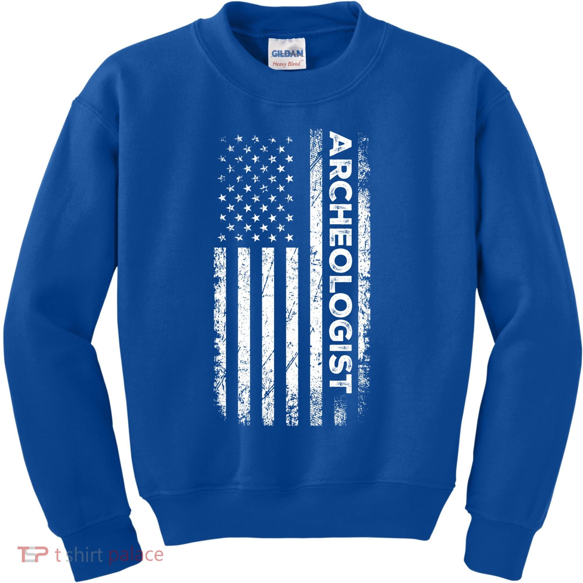American Flag Archaeologist Funny Archaeology Gift Kids Sweatshirt