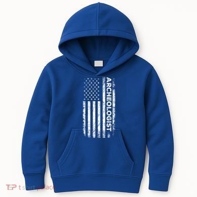 American Flag Archaeologist Funny Archaeology Gift Kids Hoodie