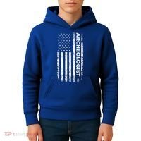 American Flag Archaeologist Funny Archaeology Gift Kids Hoodie thumb 4