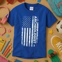 American Flag Archaeologist Funny Archaeology Gift Kids T-Shirt thumb 3