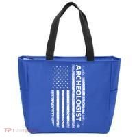 American Flag Archaeologist Funny Archaeology Gift Tote Bag thumb 0