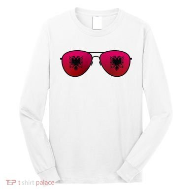 Albania Flag Aviator Sunglasses Long Sleeve Shirt