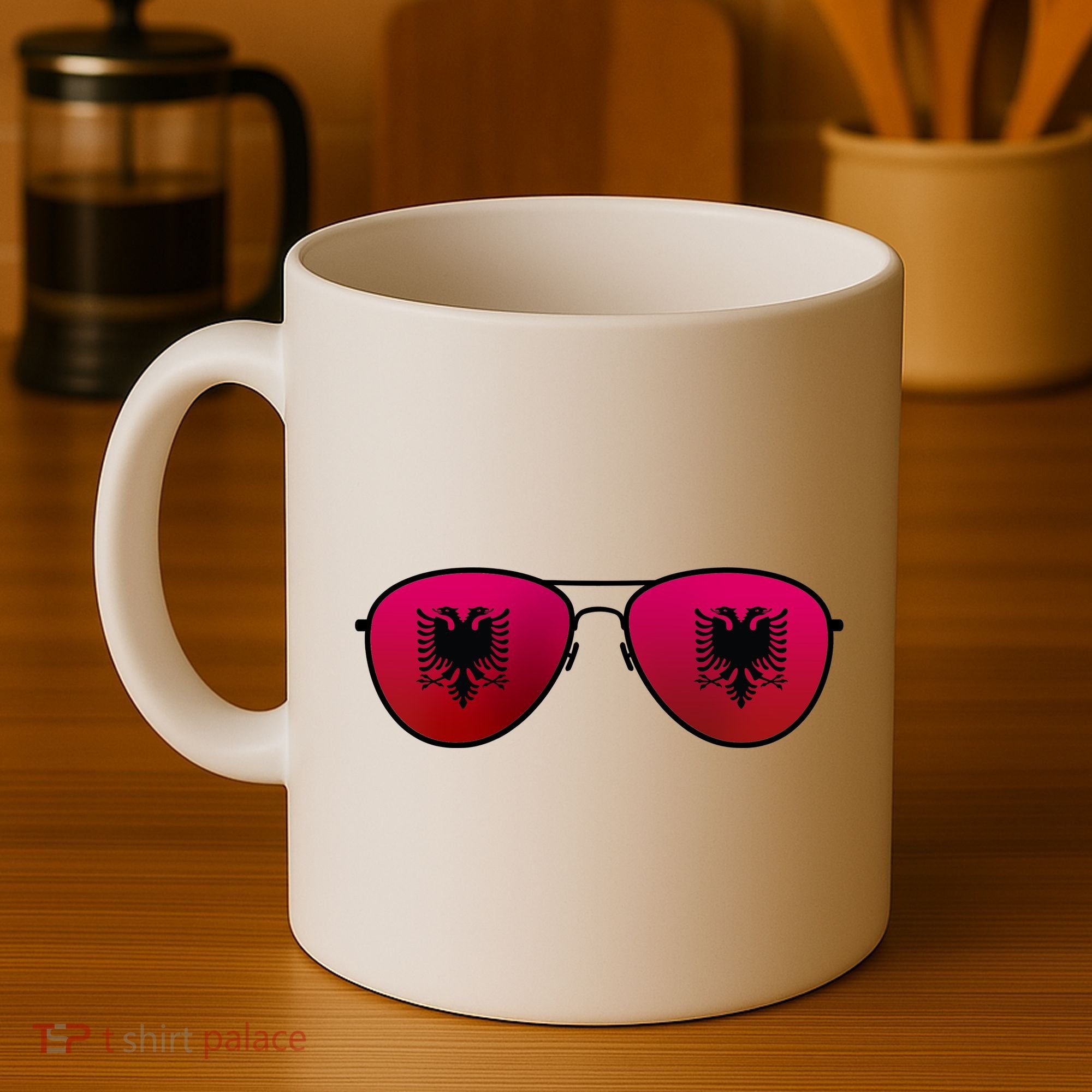 Albania Flag Aviator Sunglasses Coffee Mug
