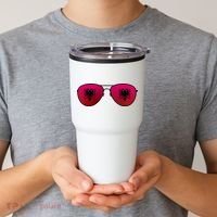 Albania Flag Aviator Sunglasses Tumbler thumb 2