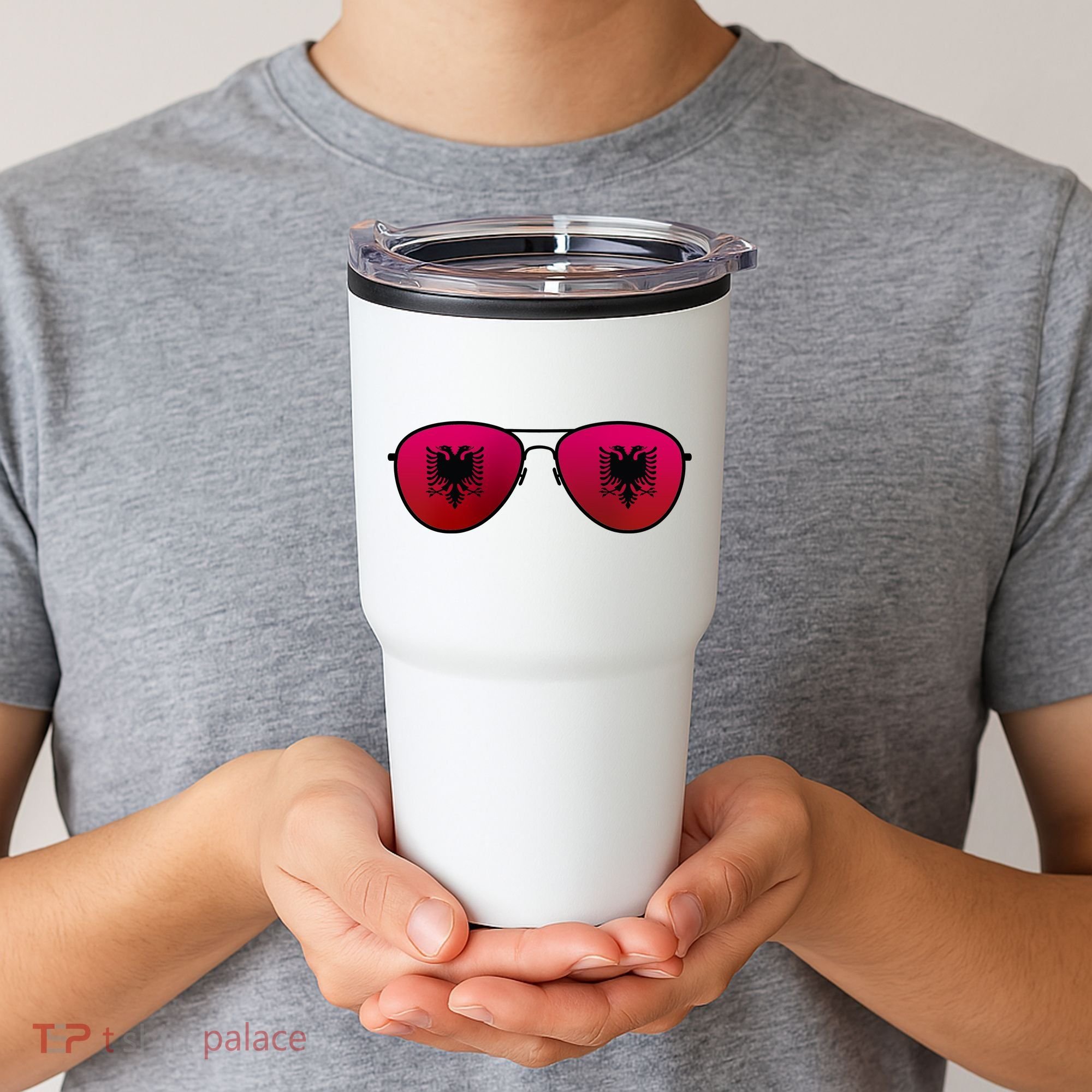 Albania Flag Aviator Sunglasses Tumbler