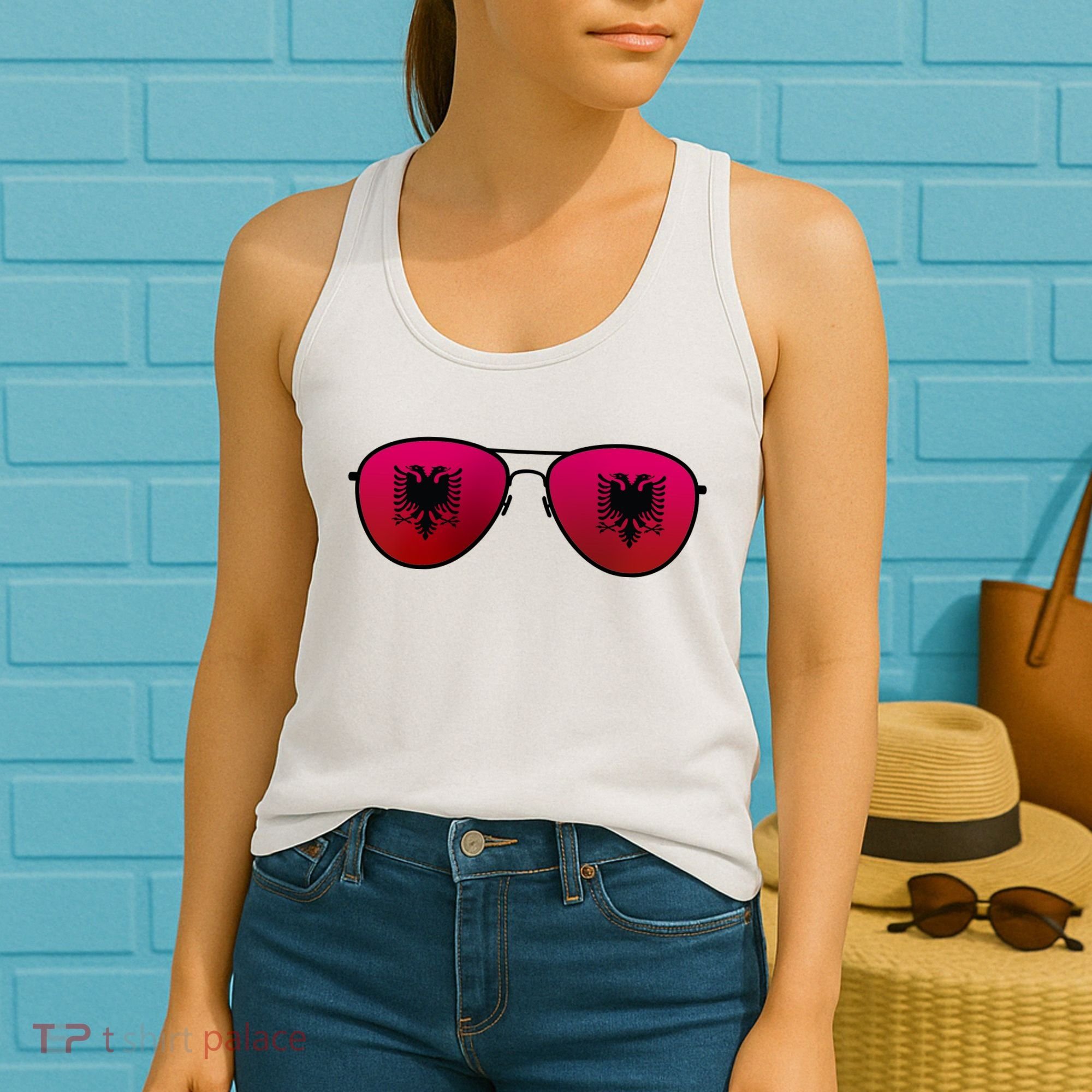 Albania Flag Aviator Sunglasses Women's Tank Top