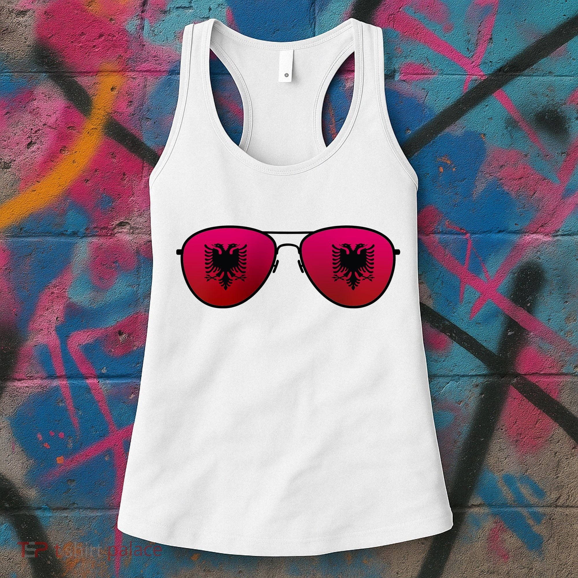 Albania Flag Aviator Sunglasses Women's Tank Top