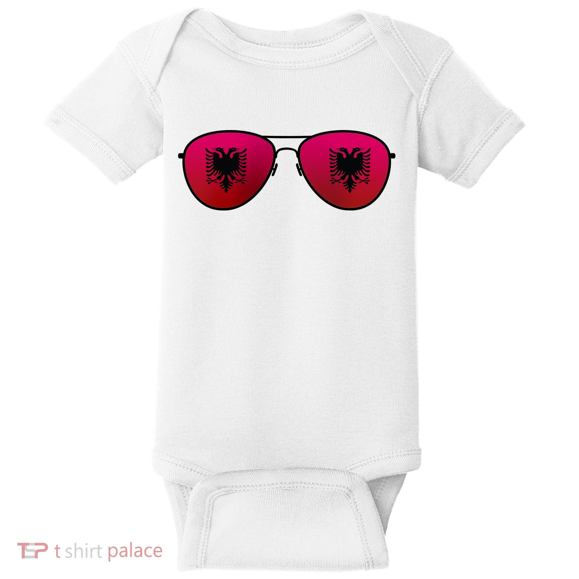 Albania Flag Aviator Sunglasses Baby Bodysuit