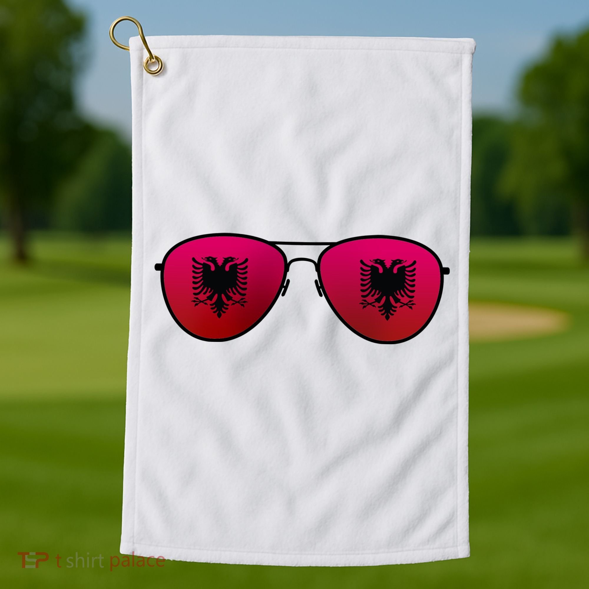 Albania Flag Aviator Sunglasses Golf Towel