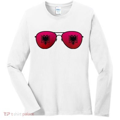 Albania Flag Aviator Sunglasses Women's Long Sleeve Shirt