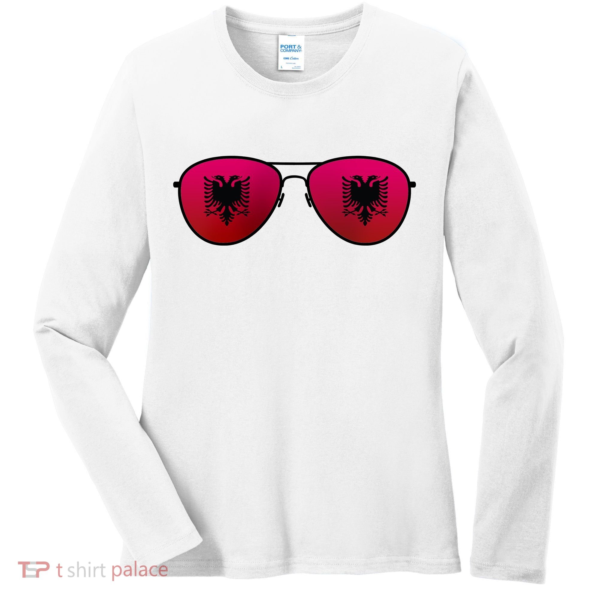 Albania Flag Aviator Sunglasses Women's Long Sleeve Shirt