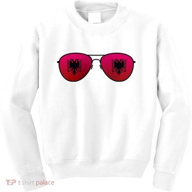 Albania Flag Aviator Sunglasses Kids Sweatshirt