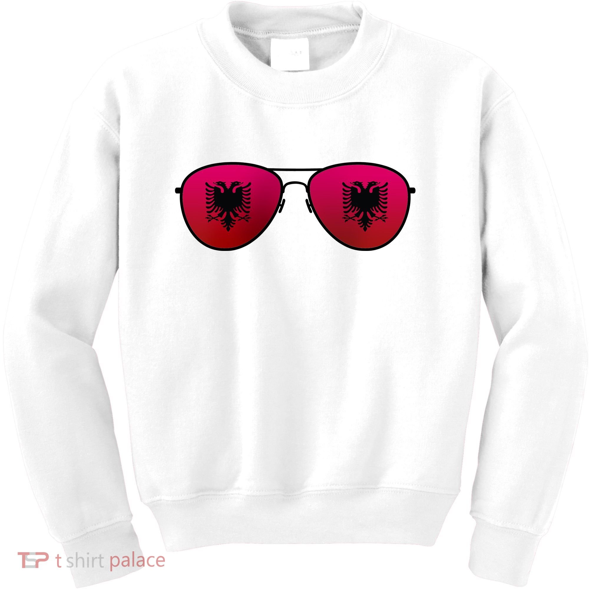 Albania Flag Aviator Sunglasses Kids Sweatshirt