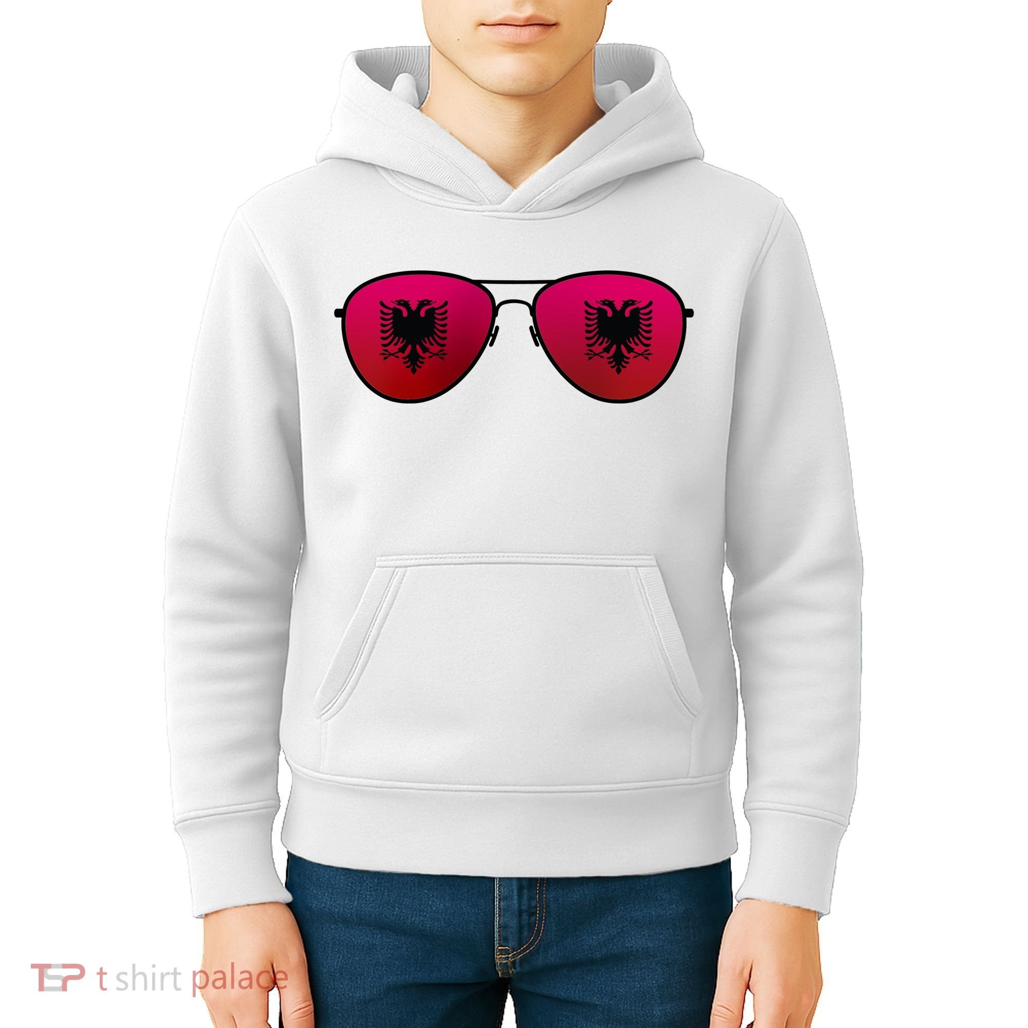 Albania Flag Aviator Sunglasses Kids Hoodie