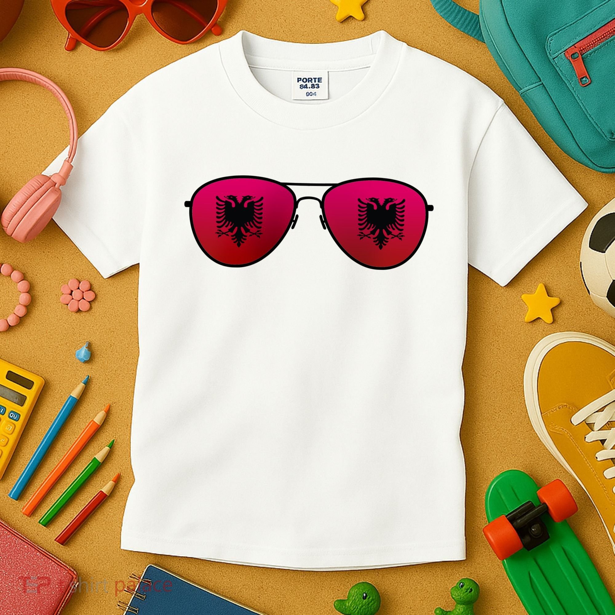 Albania Flag Aviator Sunglasses Kids T-Shirt