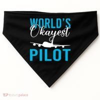 Airplane Flying Aircraft Worlds Okayest Pilot Cute Gift USA-Made Doggie Bandana thumb 0