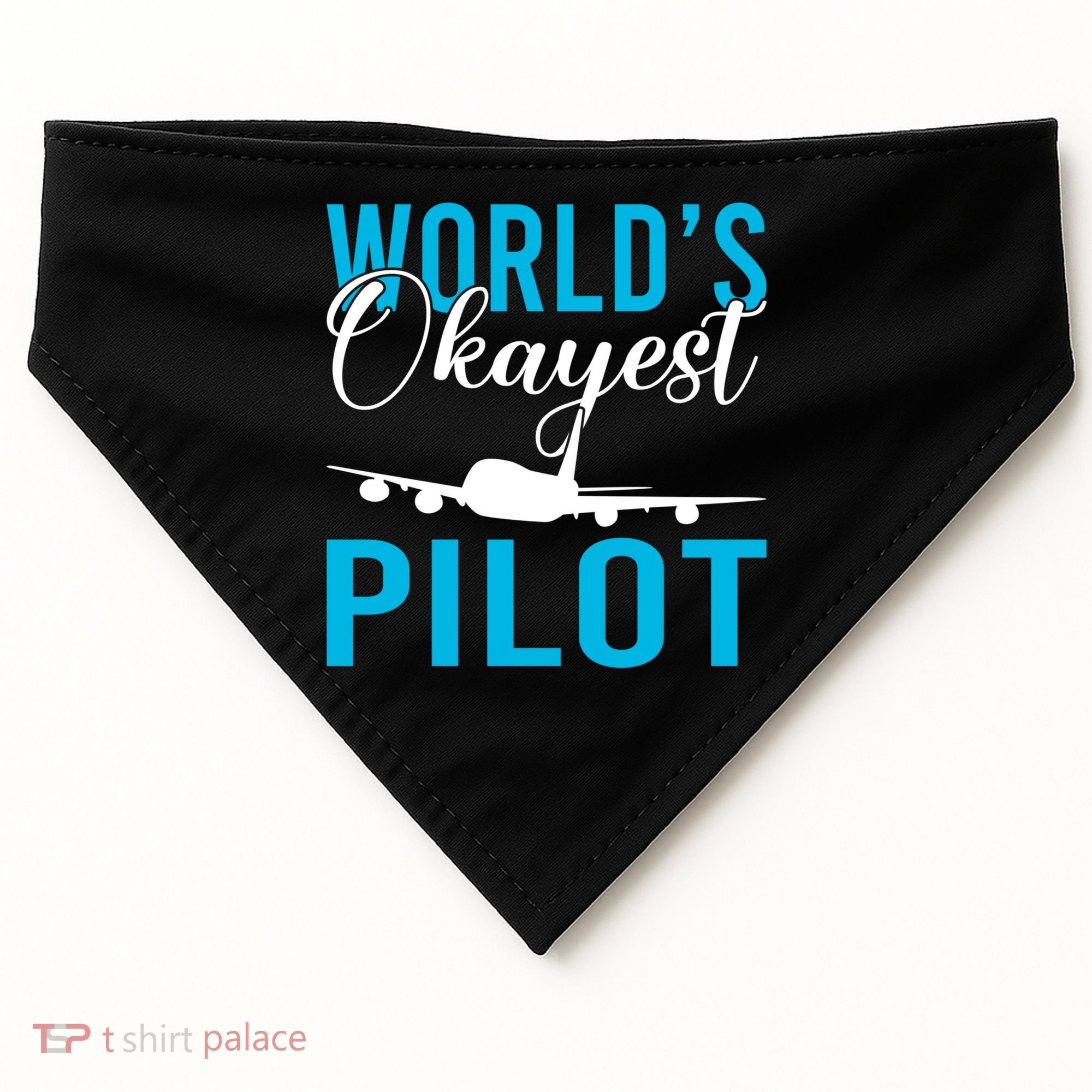 Airplane Flying Aircraft Worlds Okayest Pilot Cute Gift USA-Made Doggie Bandana