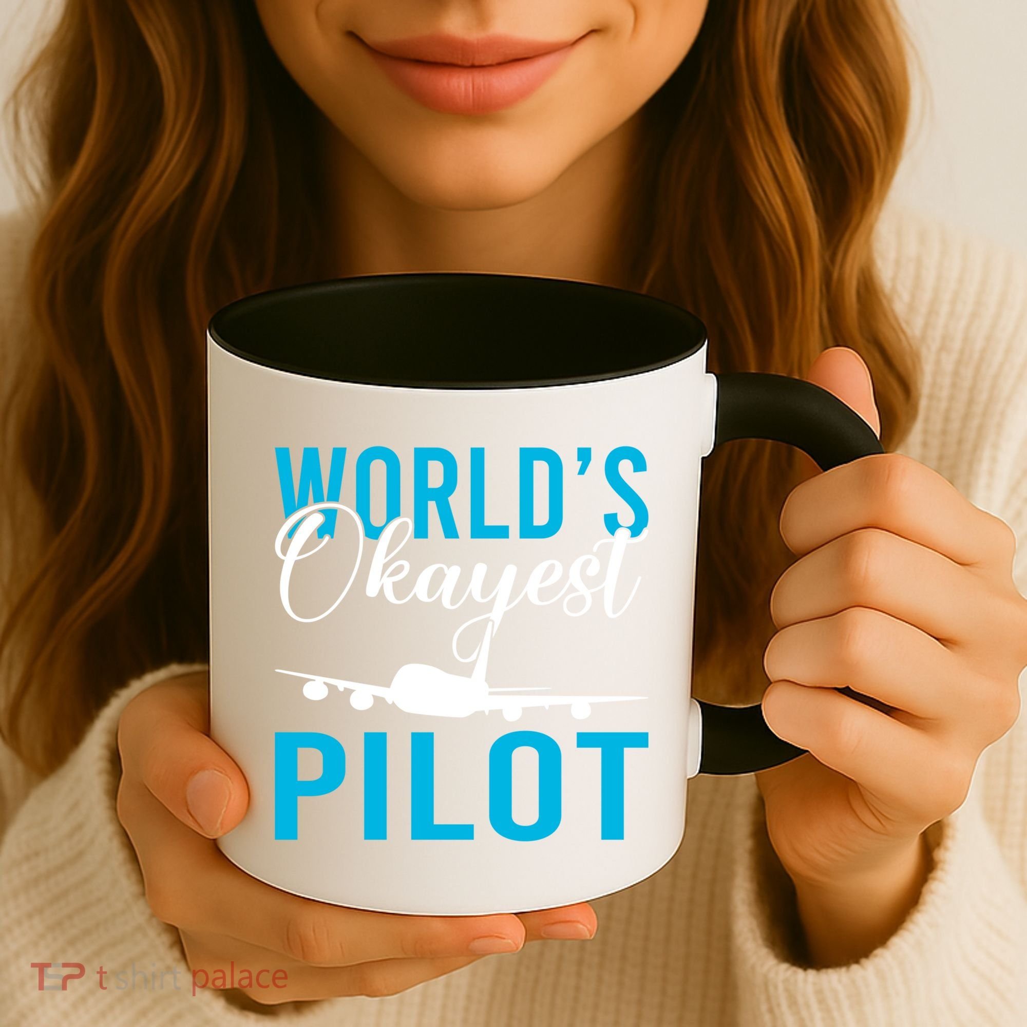 Airplane Flying Aircraft Worlds Okayest Pilot Cute Gift Coffee Mug