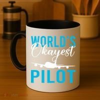 Airplane Flying Aircraft Worlds Okayest Pilot Cute Gift Coffee Mug thumb 4