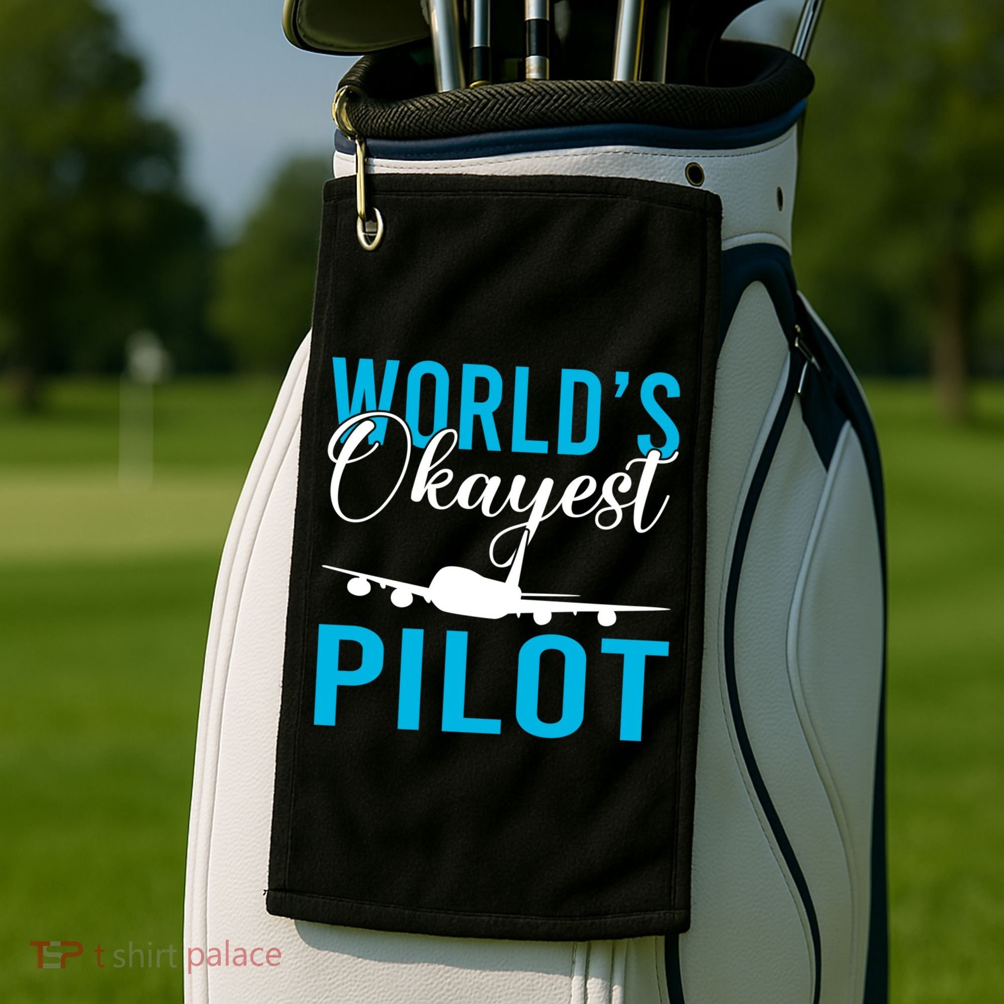 Airplane Flying Aircraft Worlds Okayest Pilot Cute Gift Golf Towel